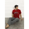 Moda Çizgi Baba Oğul Kırmızı Aile Pijama Takım Ayrı Ayrı Satılır 50102