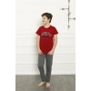 Moda Çizgi Baba Oğul Kırmızı Aile Pijama Takım Ayrı Ayrı Satılır 50102