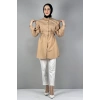 Moda Çizgi Bel Ve Yaka Detaylı Tunik
