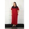 Moda Çizgi Big Dantelli Kısa Kol Bordo Anne Gecelik 1348