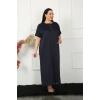 Moda Çizgi Big Dantelli Kısa Kol Lacivert Anne Gecelik 1348