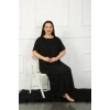 Moda Çizgi Big Dantelli Kısa Kol Siyah Anne Gecelik 1348