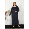Moda Çizgi Big Uzun Kol Dantelli Lacivert Anne Gecelik 1355