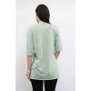 Moda Çizgi Bisiklet Yaka Oversize Tshirt Mint
