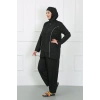 Moda Çizgi Büyük Beden Tesettür Büyük Mayo Siyah 44010
