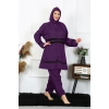Moda Çizgi Büyük Beden Tesettür Mayo 60-62-64-66 Beden Mor 55015