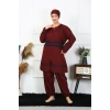 Moda Çizgi Büyük Beden Tesettür Mayo 7XL-8XL-9XL-10XL Bordo 55010
