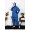 Moda Çizgi Büyük Beden Tesettür Mayo 7XL-8XL-9XL-10XL İndigo 55010