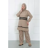 Moda Çizgi Büyük Beden Tesettür Mayo Bej 44020