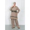 Moda Çizgi Büyük Beden Tesettür Mayo Bej 44020