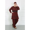 Moda Çizgi Büyük Beden Tesettür Mayo Bordo 44020