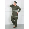 Moda Çizgi Büyük Beden Tesettür Mayo Haki 44020