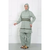 Moda Çizgi Büyük Beden Tesettür Mayo Su Yeşili 44020