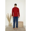 Moda Çizgi Erkek %100 Pamuk Önden Düğmeli Cepli Uzun Kollu Pijama Takımı 6767