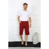 Moda Çizgi Erkek Cepli Pamuk Lakost Kapri Bordo 27554