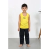 Moda Çizgi Erkek Çocuk Sıfır Kol Penye Pijama Takım Sarı 20439