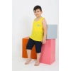 Moda Çizgi Erkek Çocuk Sıfır Kol Şortlu Sarı Penye Pijama Takımı 20435