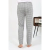Moda Çizgi Erkek Ekoseli Desen Penye Tek Alt Pijama 27540 Gri