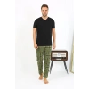 Moda Çizgi Erkek Ekoseli Desen Penye Tek Alt Pijama 27540 Haki