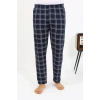 Moda Çizgi Erkek Ekoseli Desen Penye Tek Alt Pijama 27540 Lacivert