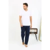 Moda Çizgi Erkek Ekoseli Desen Penye Tek Alt Pijama 27540 Siyah