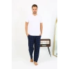 Moda Çizgi Erkek Ekoseli Desen Penye Tek Alt Pijama 27540 Siyah