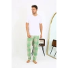 Moda Çizgi Erkek Ekoseli Desen Penye Tek Alt Pijama 27540 Yeşil