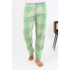 Moda Çizgi Erkek Ekoseli Desen Penye Tek Alt Pijama 27540 Yeşil