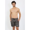 Moda Çizgi Erkek Fermuar Cepli Deniz Şortu Füme 27485
