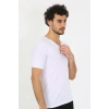 moda çizgi Erkek Likralı V Yaka Beyaz T-Shirt 65700