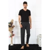 Moda Çizgi Erkek Pamuk Antrasit Tek Alt Pijama 27495