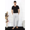 Moda Çizgi Erkek Pamuk Gri Tek Alt Pijama 27495