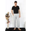 Moda Çizgi Erkek Pamuk Gri Tek Alt Pijama 27495