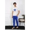 moda çizgi Erkek Pamuk Penye Sevgili Kombini Pijama Takımı Beyaz 50129 Tek Takım Fiyatıdır