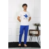 moda çizgi Erkek Pamuk Penye Sevgili Kombini Pijama Takımı Beyaz 50129 Tek Takım Fiyatıdır