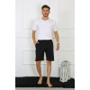 Moda Çizgi Erkek Pamuk Siyah Şort 27484