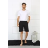 Moda Çizgi Erkek Pamuk Siyah Şort 27484