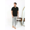 Moda Çizgi Erkek Pamuk Tek Alt Pijama Gri 27551