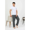 Moda Çizgi Erkek Pamuk Tek Alt Pijama Lacivert 27562