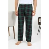 Moda Çizgi Erkek Pamuk Tek Alt Pijama Yeşil 27562