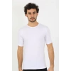 Moda Çizgi Erkek Sıfır Yaka Likralı Beyaz T-Shirt 65710