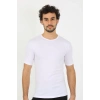 Moda Çizgi Erkek Sıfır Yaka Likralı Beyaz T-Shirt 65710