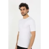 Moda Çizgi Erkek Sıfır Yaka Likralı Beyaz T-Shirt 65710