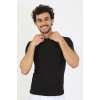 Moda Çizgi Erkek Sıfır Yaka Likralı Siyah T-Shirt 65710