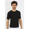Moda Çizgi Erkek Sıfır Yaka Likralı Siyah T-Shirt 65710