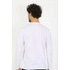 Moda Çizgi Erkek Sıfır Yaka Uzun Kol Beyaz Fanila 6590