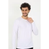 Moda Çizgi Erkek Sıfır Yaka Uzun Kol Beyaz Fanila 6590