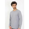 Moda Çizgi Erkek Sıfır Yaka Uzun Kol Gri Fanila 6590