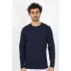 Moda Çizgi Erkek Sıfır Yaka Uzun Kol Lacivert Fanila 6590