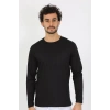 Moda Çizgi Erkek Sıfır Yaka Uzun Kol Siyah Fanila 6590